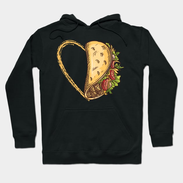 Tacos Heart Mexican Dish Street Food Chili Taquitos Hoodie by Clouth Clothing 